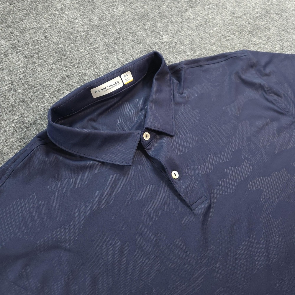 Peter Millar Polo Shirt Mens 2XL Blue Featherweight Camo Golf Performance UPF 50